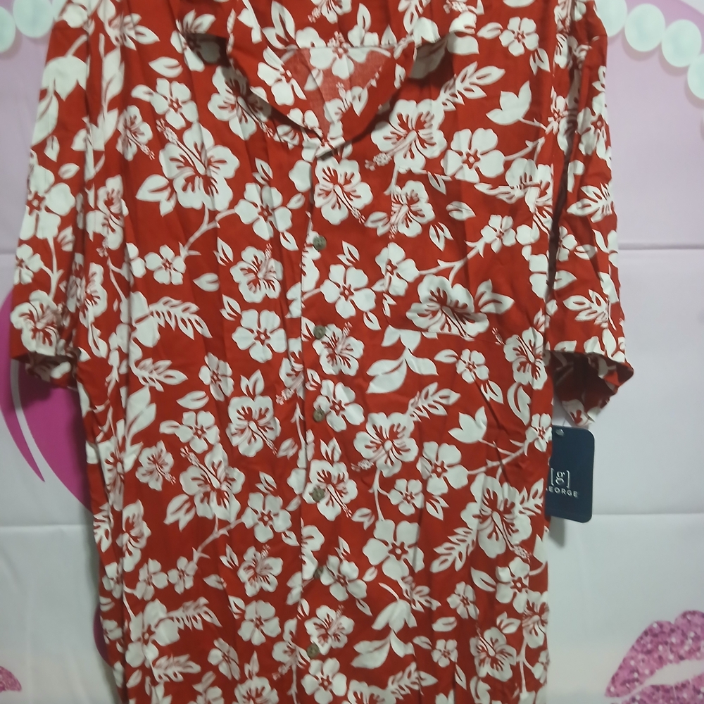 George Red and White Floral Shirt